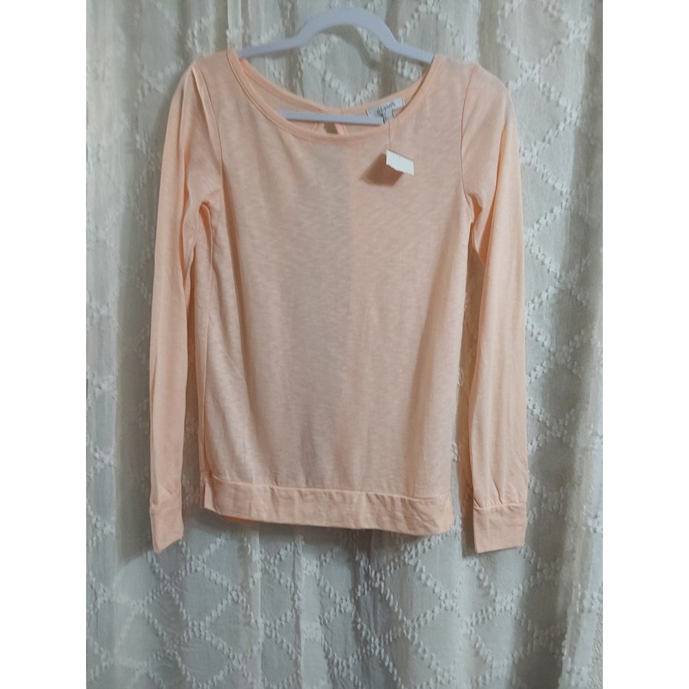 NWT Delias Womens XS Peach Long Sleeve Open Back Twist Knot Slub Knit Top